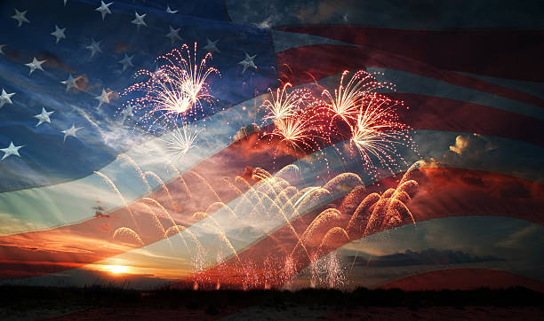 dia da independência - american flag flag usa sky imagens e fotografias de stock