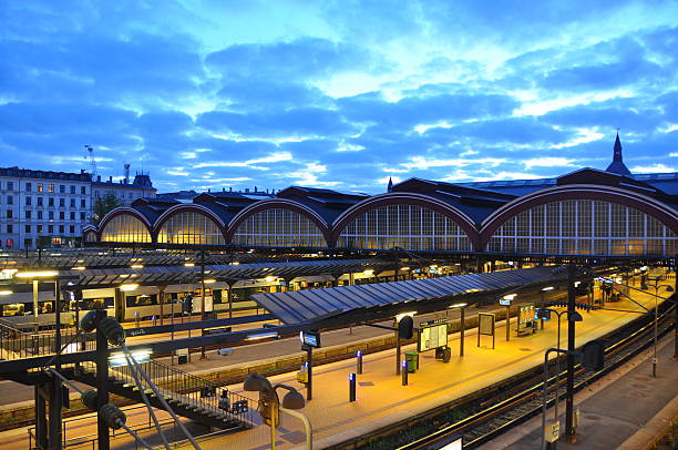 istock Copenhagen main train station at dusk 495209637