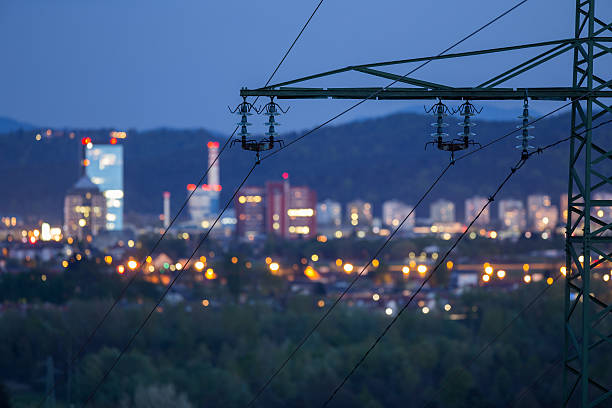 High power electricty grid powering the city