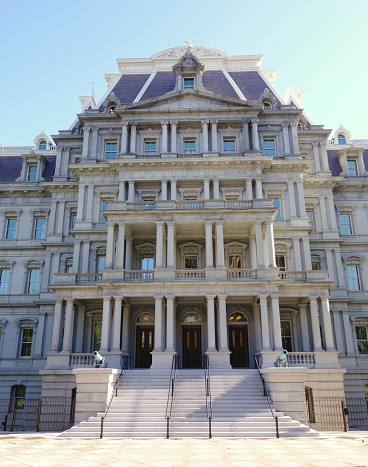 Washington DC, USA - April 11, 2015: A view of the Eisenhower Executive Office Building historical building in Washington DC.