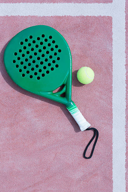 istock paddle racket and ball in the line 495213362