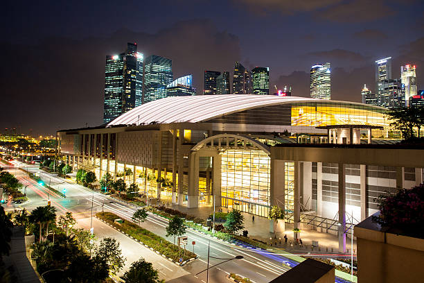 marina bay sands expo & convention centre - singapore street business sky foto e immagini stock