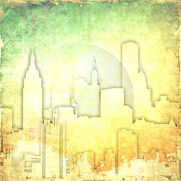 istock Grunge yellow abstract city skyline with bubble 495216998