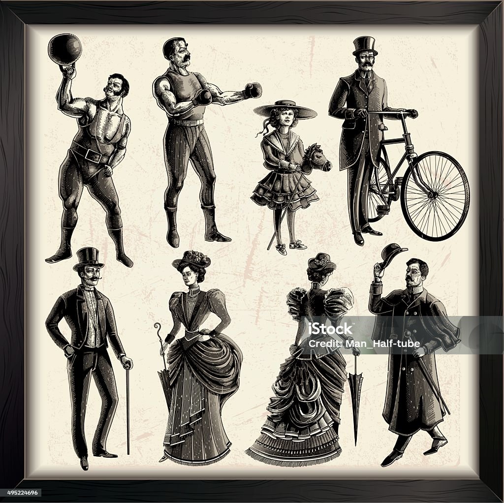 Victorian personas - arte vectorial de Anticuado libre de derechos
