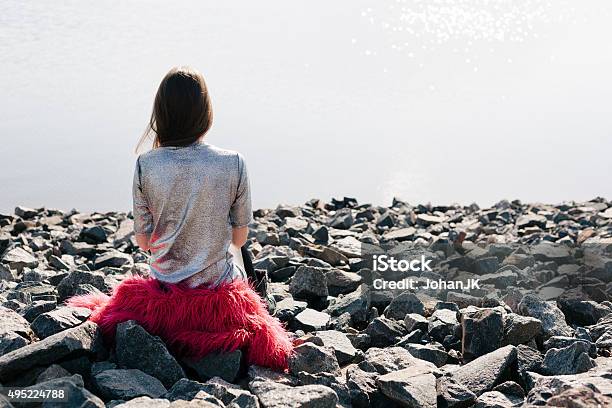 Beautiful Young Woman Outdoors Portrait Near Lake Stock Photo - Download Image Now - 2015, Adult, Adults Only