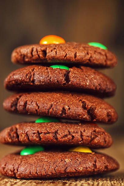 Homemade  chocolate cookies decorated with multi-colored candy d