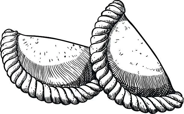 Vector illustration of Two empanadas. Hand drawn illustration