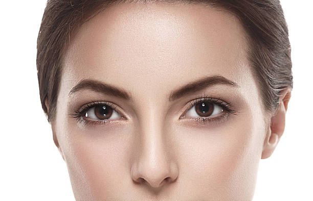 istock Beautiful woman portrait face close up studio on white 495229906