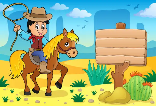 Vector illustration of Cowboy on horse theme image 4