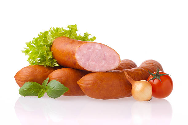 Fresh sausages stock photo