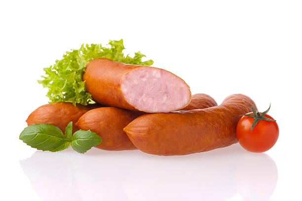 Fresh sausages stock photo