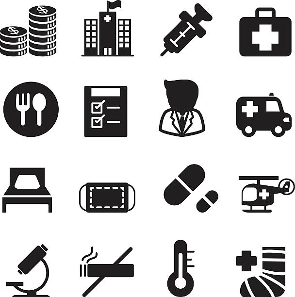 silhouette hospital icons set - mold molding house moulding stock-grafiken, -clipart, -cartoons und -symbole