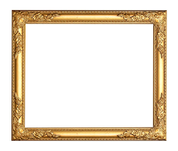 Picture Frame Gold vintage frame isolated on white background carving craft product photos stock pictures, royalty-free photos & images