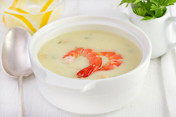 istock soup with seafood in the white bowl 495240077