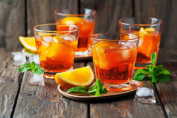 istock Glass of aperol with ice, orange and mint 495241298