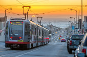 San Francisco lightrail drive to  the sea under Sunset