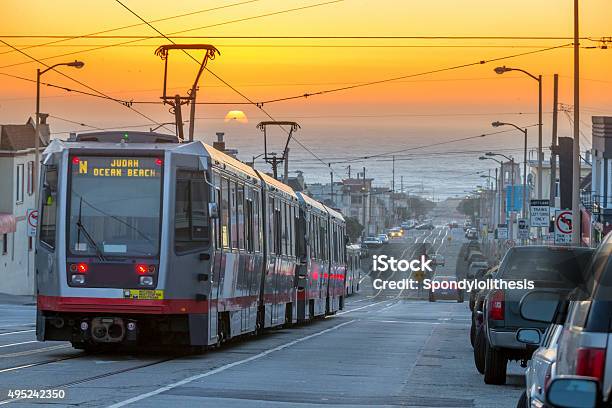 San Francisco Lightrail Drive To The Sea Under Sunset Stock Photo - Download Image Now