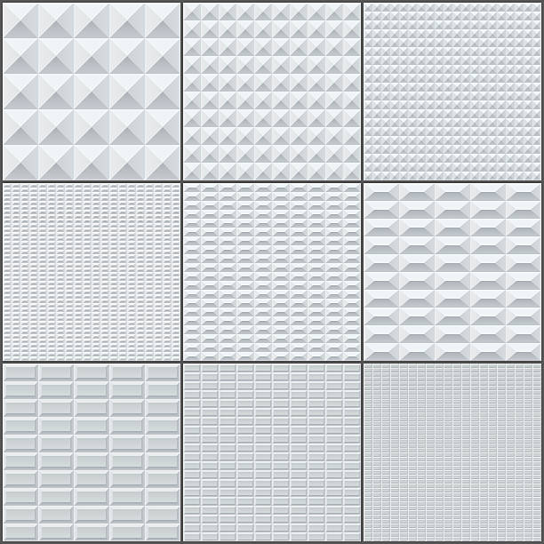 tło białe i szare prostokąta cegły bez szwu wzorów, zestaw geometryczny - inside of three dimensional backgrounds crate stock illustrations
