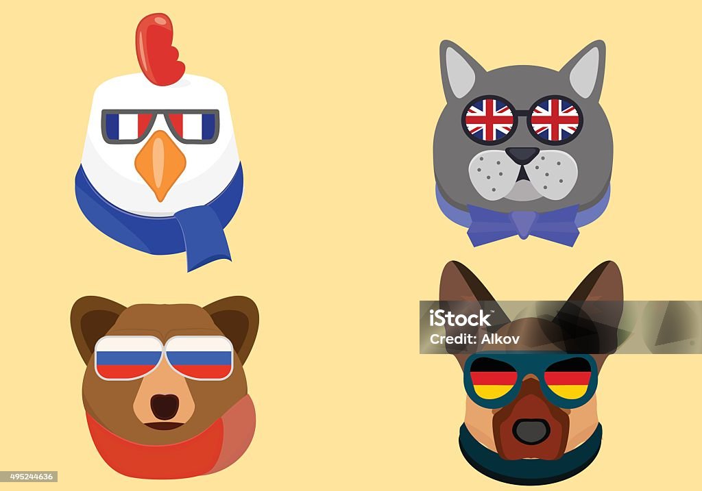 National Animals Illustration Cute Animals In National Glasses Stock  Illustration - Download Image Now - iStock