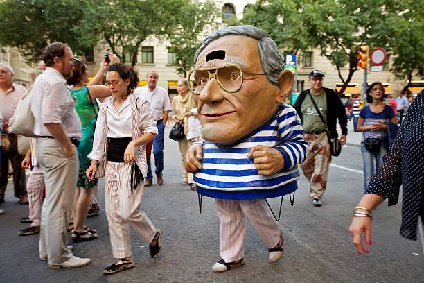 Barcelona, Catalonia, Spain - September 24, 2013: A traditional giants parade at the annual festival La Merce 2013 in Barcelona.