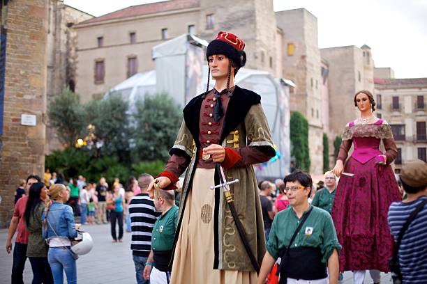 Barcelona, Catalonia, Spain - September 24, 2013: A traditional giants parade at the annual festival La Merce 2013 in Barcelona.