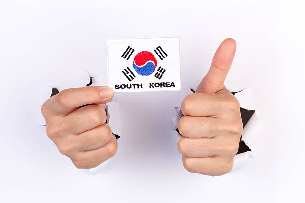 istock Women Hand Holding South Korea Flag 495253194