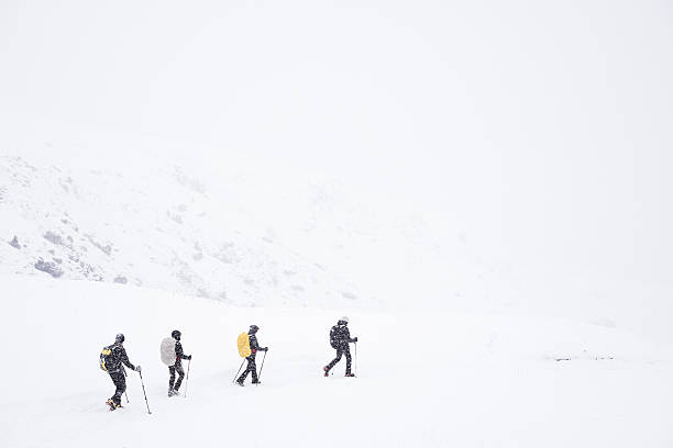 istock Group of hikers climb snowy mountain 495255122