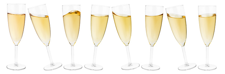 Glasses of white and rose champagne isolated