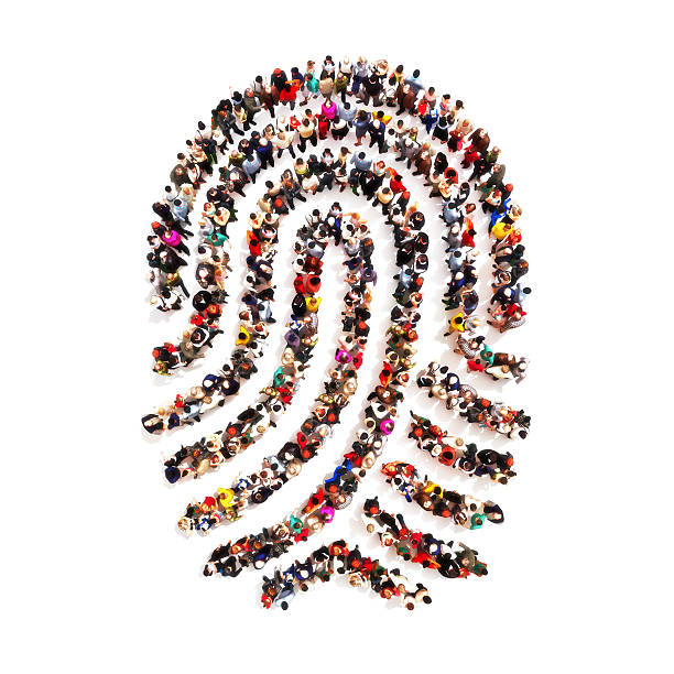 People in the shape of a fingerprint