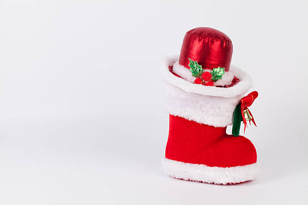 istock Santa's hat on xmas boot. Isolated on a white background 495267690