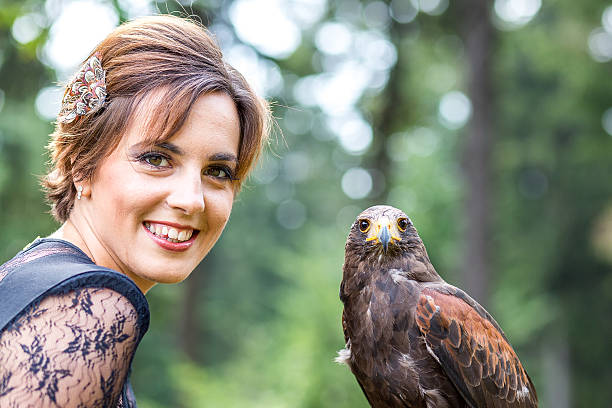 istock The Lady with the harris hawk 495268380
