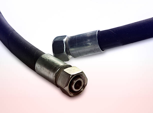 istock Rubber hose with fittings closeup. 495272977