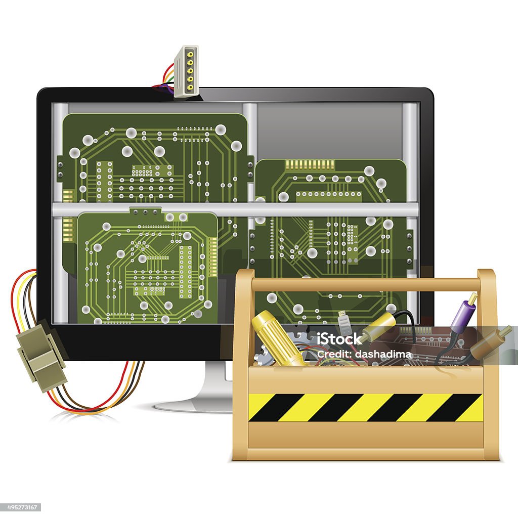Computer Reparations Ideas Animation Vector Computer Repair With Toolbox Stock Illustration - Download Image ...