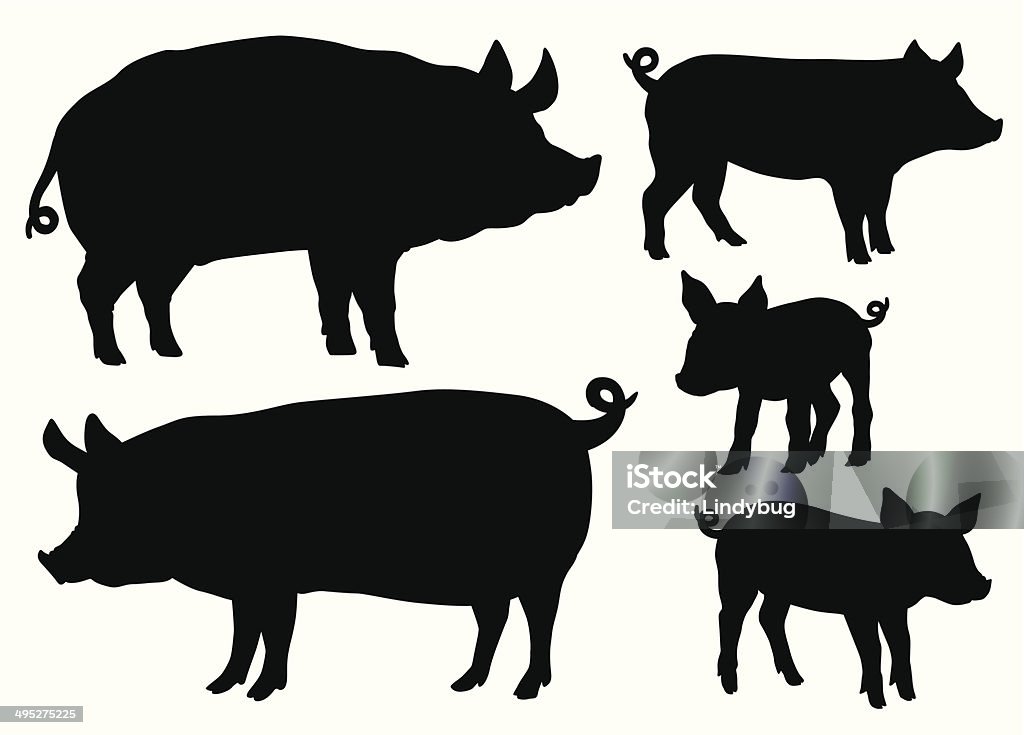 Les porcs et porcelets - clipart vectoriel de Porc - Mammifère ongulé libre de droits