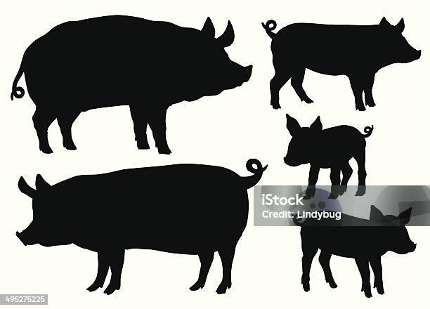 Les Porcs Et Porcelets Vecteurs libres de droits et plus d'images vectorielles de Porc - Mammifère ongulé - Porc - Mammifère ongulé, Silhouette - Contre-jour, Vectoriel