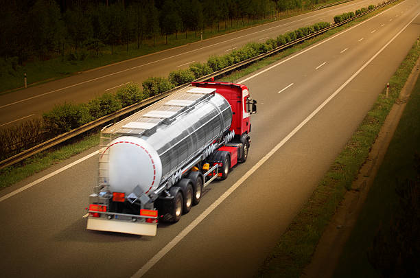 Tanker truck. Motion blurred tanker truck on the highway. Chemical industry and pollution concept. fuel truck photos stock pictures, royalty-free photos & images