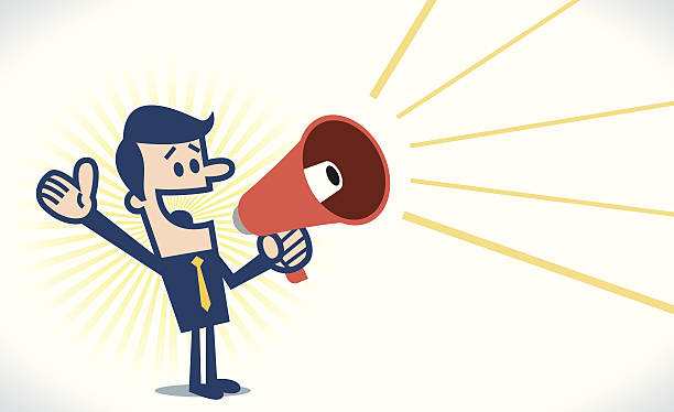 Man with megaphone Man with megaphone. announcement message illustrations stock illustrations