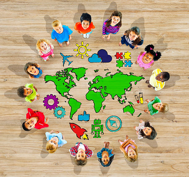 istock Group of Children and World Map 495277045