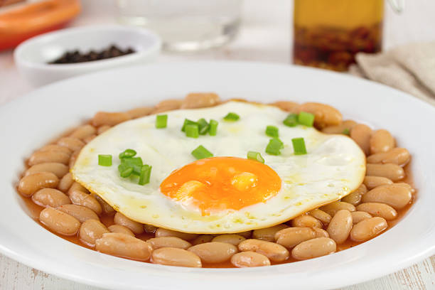 istock egg with beans in tomato sauce  on the plate 495277553