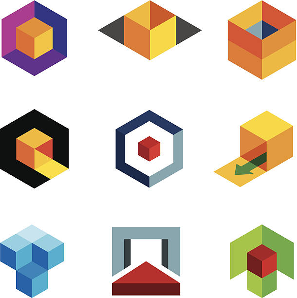 Colorful 3D cube icons vector art illustration