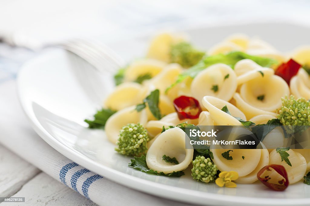 Orecchiette with Turnip Tops Orecchiette with Cime di Rapa, a Traditional Dish from Apulia Puglia Stock Photo