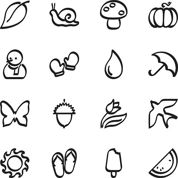 Vector illustration of Calligraphic seasons icons