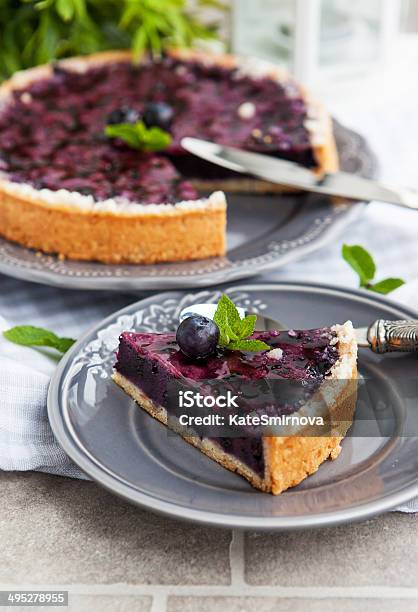 Blueberry Pie On The Plate Stock Photo - Download Image Now - Baked, Baked Pastry Item, Berry Fruit