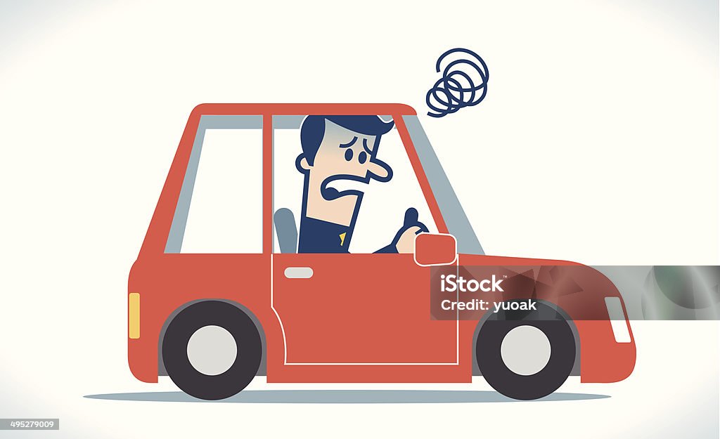 Worried Man Driving Stock Illustration - Download Image Now - Driving