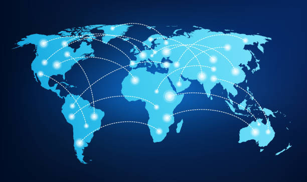 mapa świata z połączenia global - world location stock illustrations