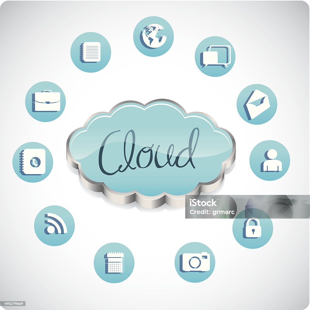 Communications Technology illustration of cloud computers and communications technology, vector illustration Communication stock vector