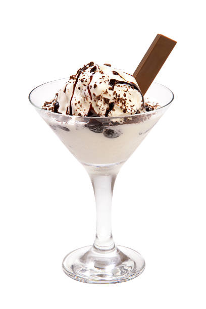 Ice cream in a glass on a white background stock photo