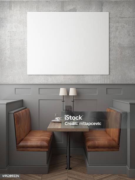 Mock Up Poster Frames In Hipster Interior Background Stock Photo - Download Image Now