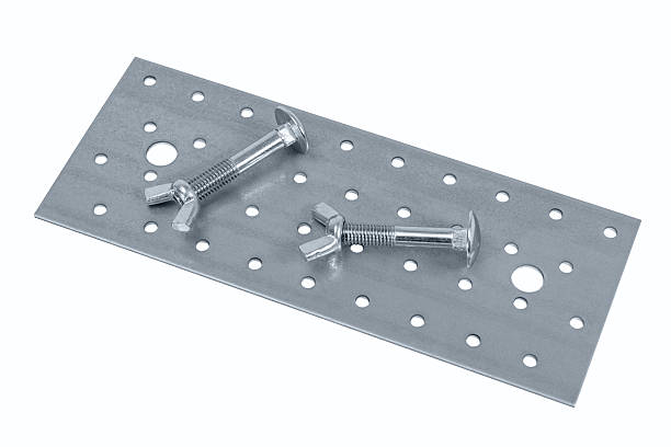 istock Perforated metal sheet and screw (bolt) nuts 495289990