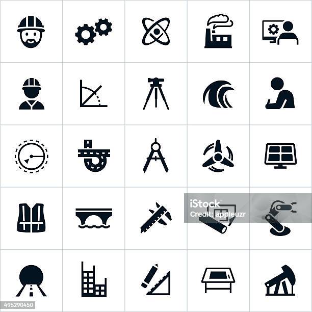 Engineering Icons Stock Illustration - Download Image Now - Icon Symbol, Mechanical Engineering, Symbol